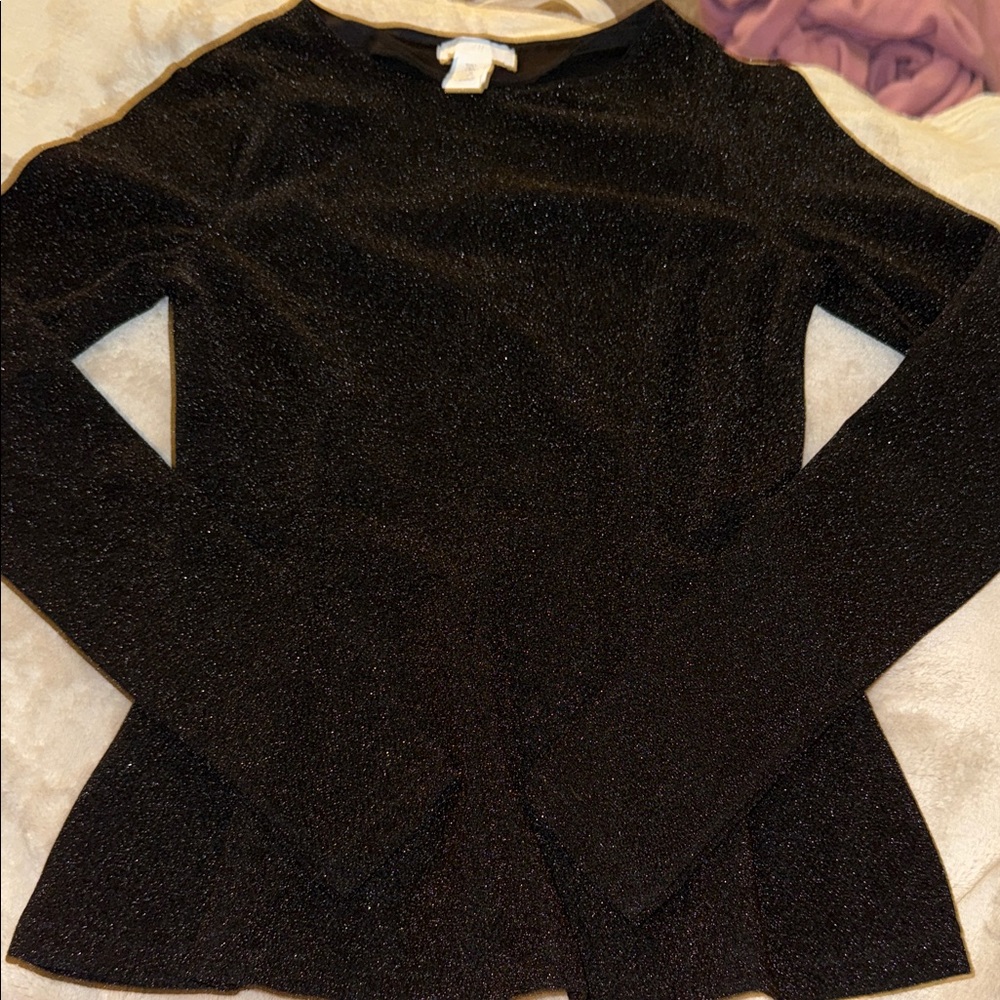 H&M Black Metallic Long-Sleeve Top
